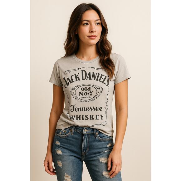 Jack Daniels Tops - Jack Daniel’s Tennessee Whiskey Graphic Tee Gray Vintage Style T-Shirt Size S